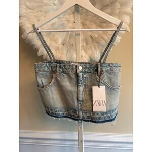 ZARA DENIM SKIRT TOP SIZE S NWT